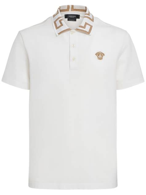 versace polohemd bianco stampa|versace poloshirt herren.